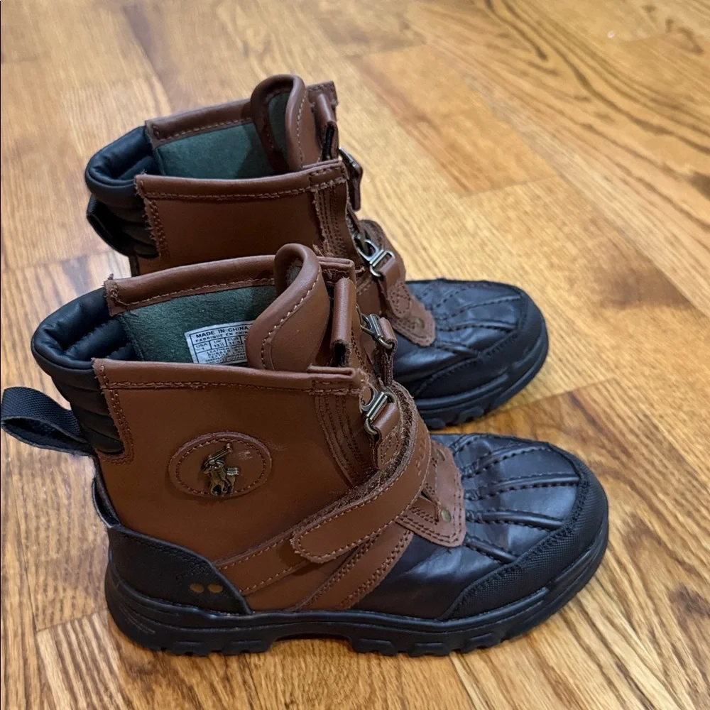 Polo Ralph Lauren Conquered Hi Boots. Size 1. Chocolate/Tan Leather. Like New.